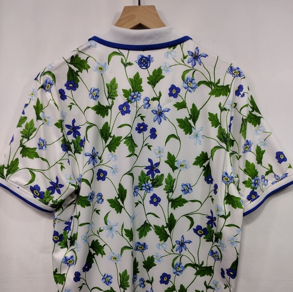 G/FORE Floral Golf Polo Mens M White Green Retro 90s Y2K Sporty Athletic Outdoor - Picture 6 of 8
